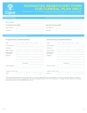 Cigna Life Insurance Beneficiary Form