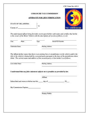 Oklahoma Affidavit for Lien Verification