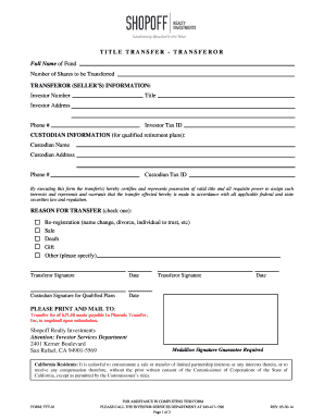 Title Transfer Form TTT-01