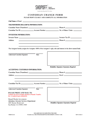 Custodian Change Form