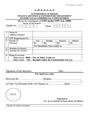 Form for Remittance of CST under CST Act 1956