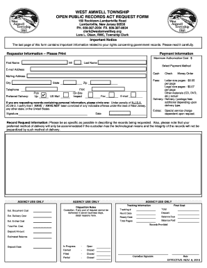 New Jersey Open Public Records Act Request Form