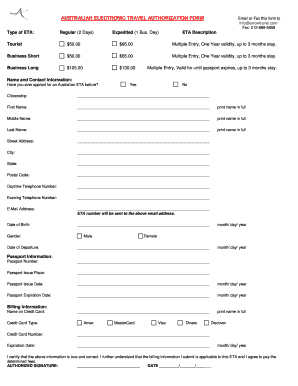 Australian Electronic Travel Authorization Form