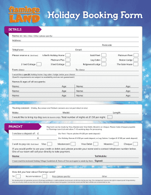 Holiday Booking Form - Flamingo Land