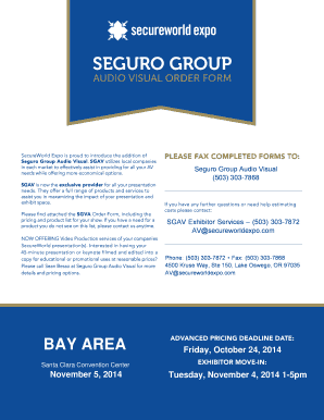 Seguro Group Audio Visual Order Form