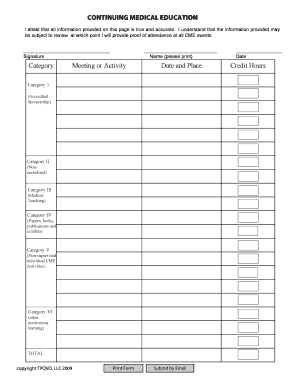 Continuing Medical Education Attestation Form