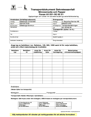 Swedish Waste Transport Document