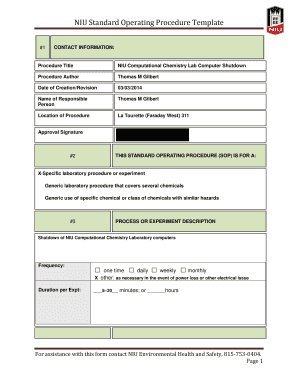 Standard operating procedure examples - NIU Computational Chemistry Lab Computer Shutdown - chembio niu