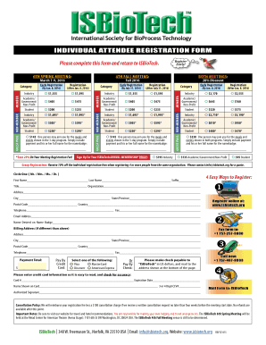 INDIVIDUAL ATTENDEE REGISTRATION FORM - ISBioTech - isbiotech