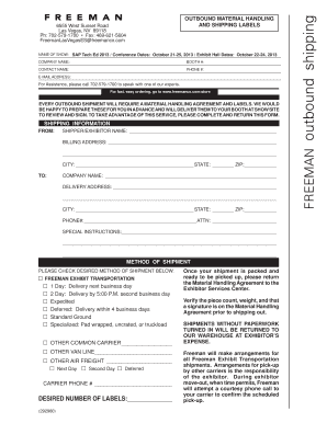 Freeman Outbound Shipping Form