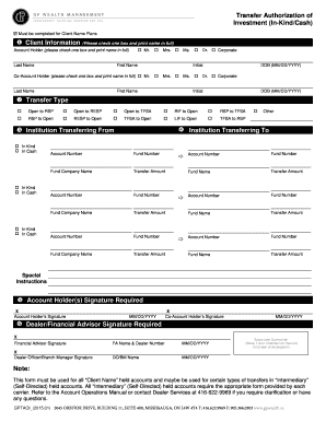 Investment Transfer Authorization Form