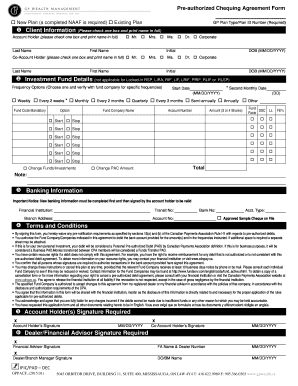 Pre-authorized Chequing Agreement Form