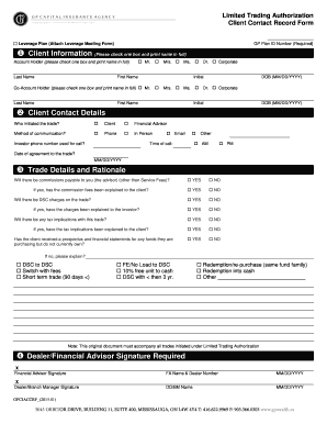Limited Trading Authorization Form
