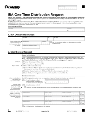IRA One-Time Distribution Request Form