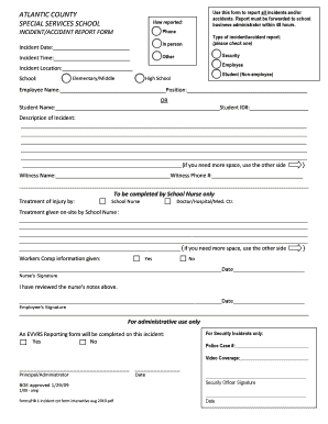 Atlantic County Incident Accident Report Form