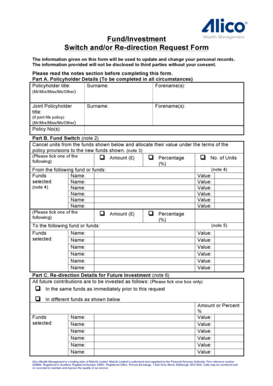Fund Switch and Re-direction Request Form