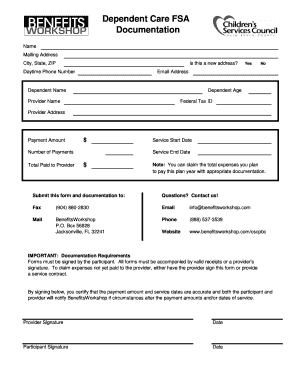 Dependent Care FSA Expense Form