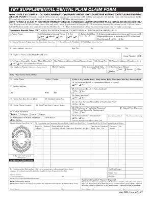 TBT Supplemental Dental Plan Claim Form