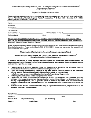 CarolinaMLS Supra Key Agreement