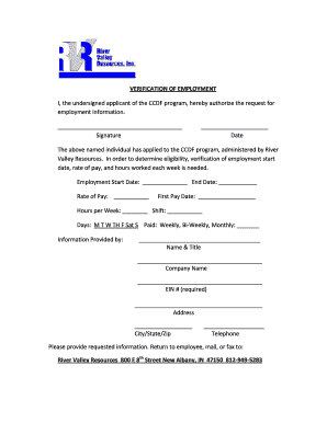 Verification of Employment Form
