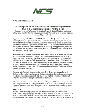 IRS Form 4506-T Electronic Signature Acceptance