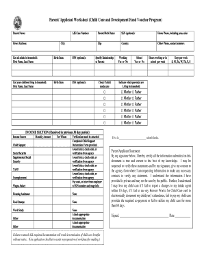 Child Care and Development Fund Voucher Program Application