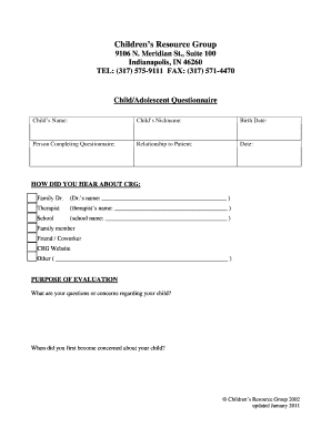 Child Adolescent Questionnaire