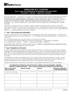 Formulaire de déclaration d’exonération de la Redevance de liquidation de la dette (RLD)
