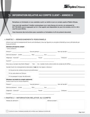 INFORMATION RELATIVE AU COMPTE CLIENT – ANNEXE D