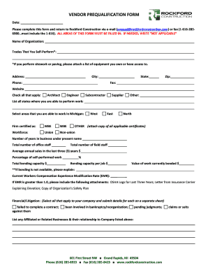 Vendor Prequalification Form