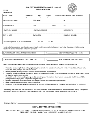 Qualified Transportation Account Program Enrollment Form