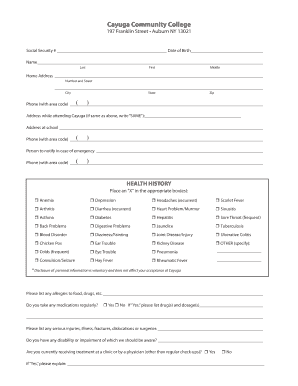 Cayuga Community College Health Form