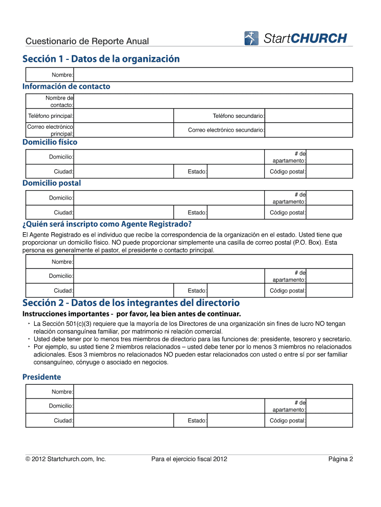 Cuestionario de Reporte Anual - downloadsbstartchurchcomb Vista previa en la página 1
