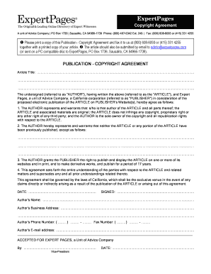 Publication Copyright Agreement