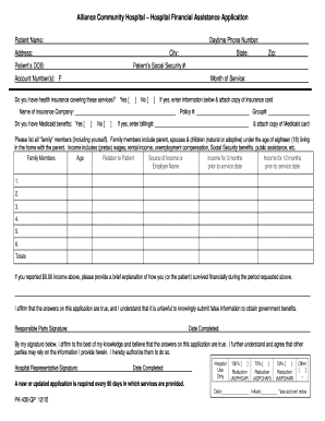 Hospital Financial Assistance Application