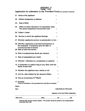 Provident Fund Application and Nomination Forms