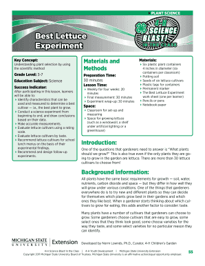 Best Lettuce Experiment Worksheet