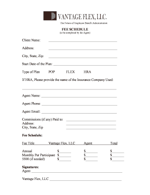 Employee Benefit Administration Fee Schedule and Service Agreement