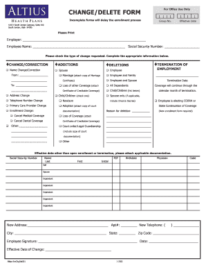 Employee Enrollment Change Form