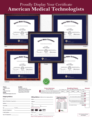 Certificate Framing Order Form