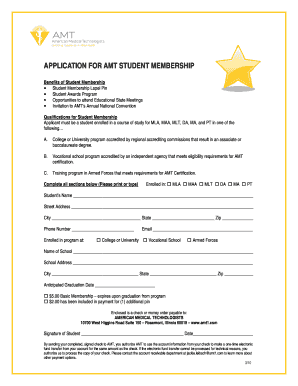 AMT Student Membership Application