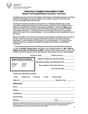 AMT Medical Technologist Practice Exam Order Form