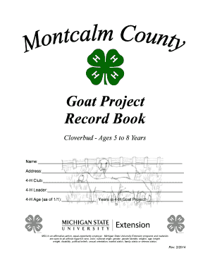 4-H Cloverbud Goat Project Record Book
