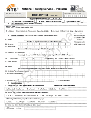 TOEFL ITP Test Registration Form