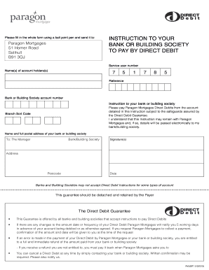 Paragon Mortgages Direct Debit Instruction Form