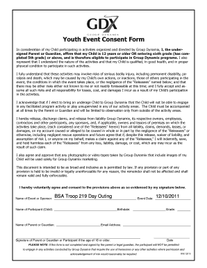 Youth Event Consent Form