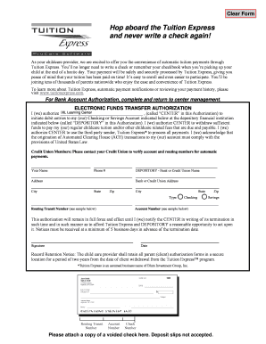 Tuition Express Payment Authorization Form