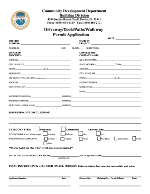 Driveway/Deck/Patio/Walkway Permit Application