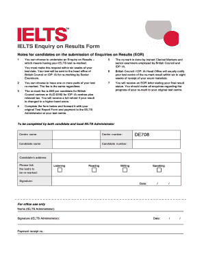 IELTS Enquiry on Results Form