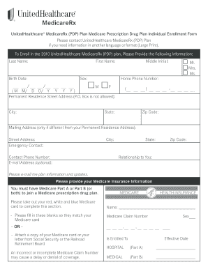 UnitedHealthcare MedicareRx PDP Enrollment Form